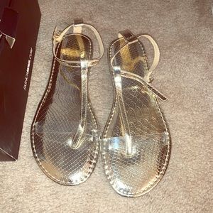 Gold and clear sandals